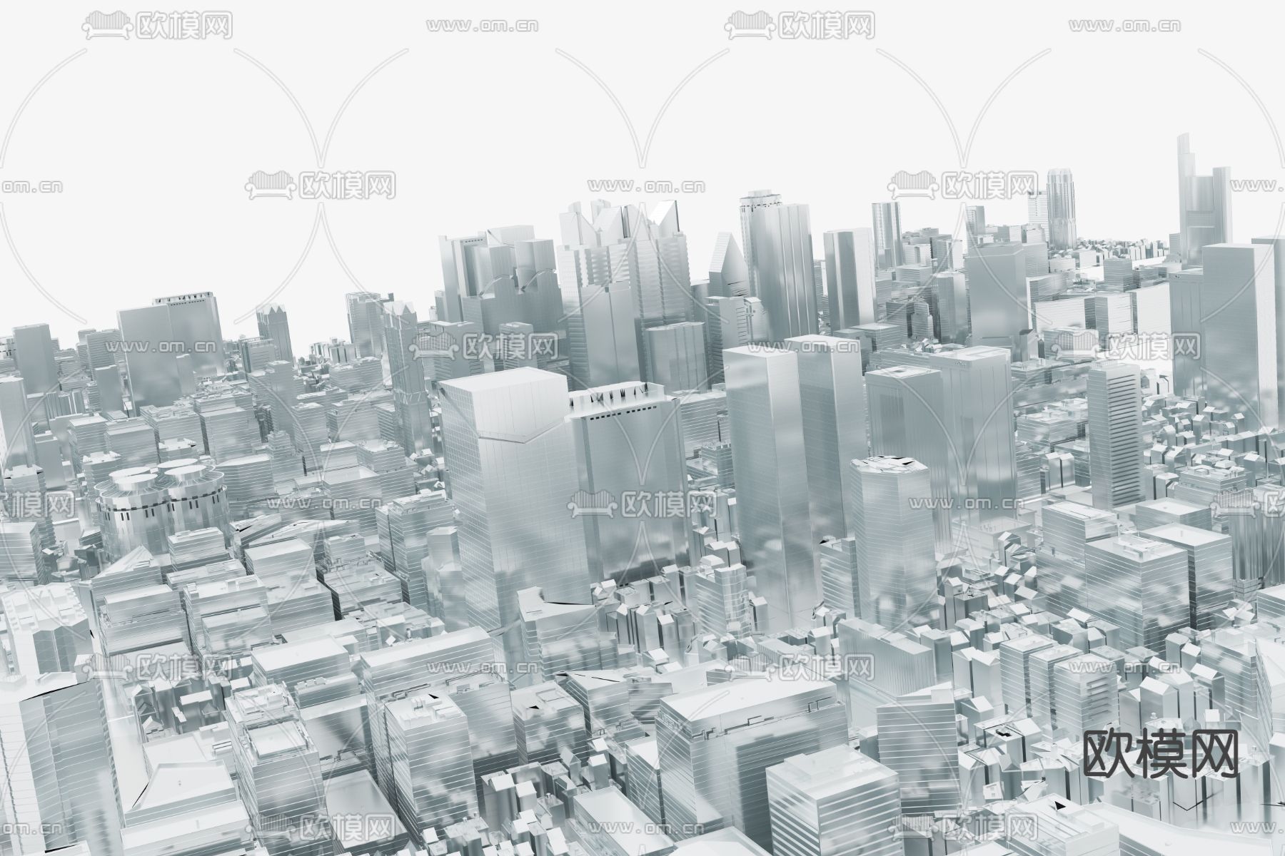 金属城市空间 鸟瞰规划3d模型