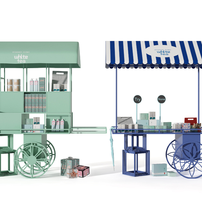  现代商业售货车 贩卖车 摊车su模型 