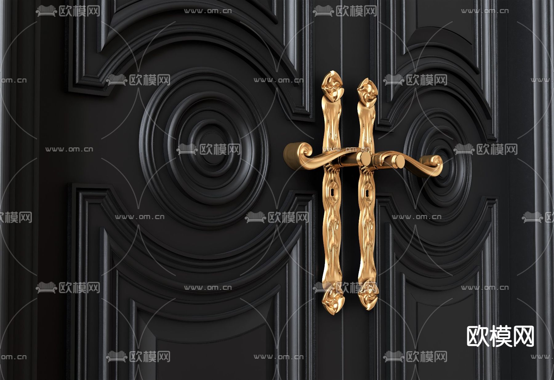 欧式门把手 拉手su模型下载（渲染图1）