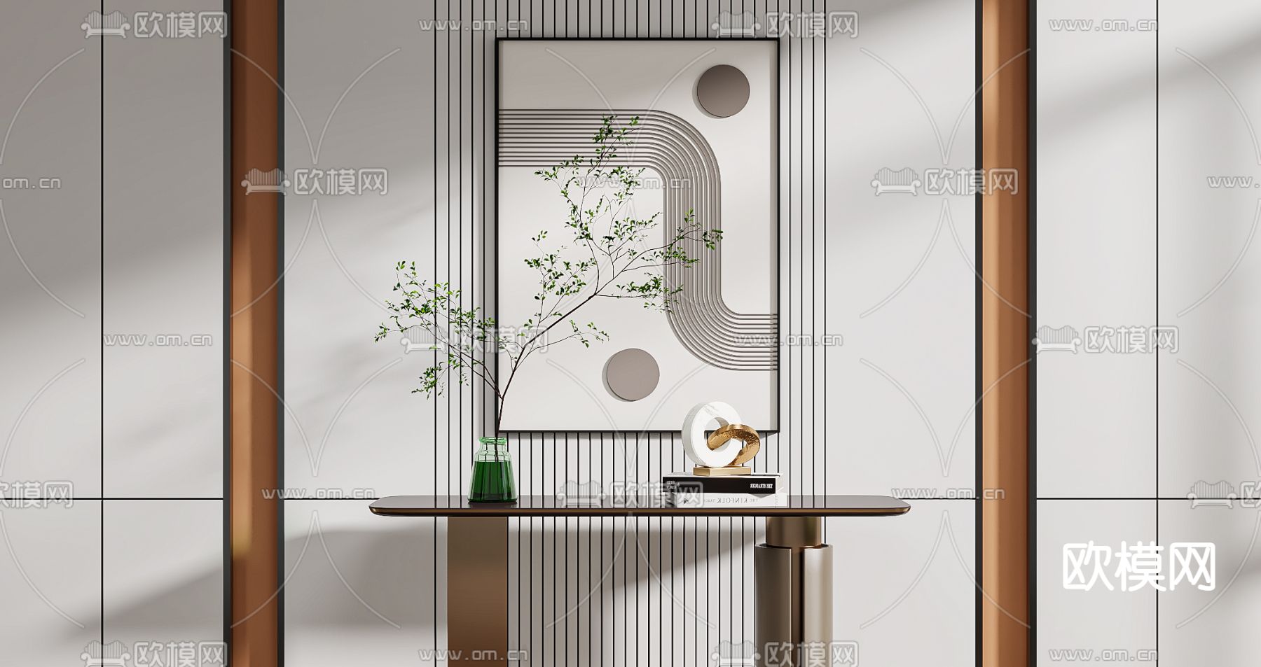 端景台 端景条案3d模型下载（渲染图3）