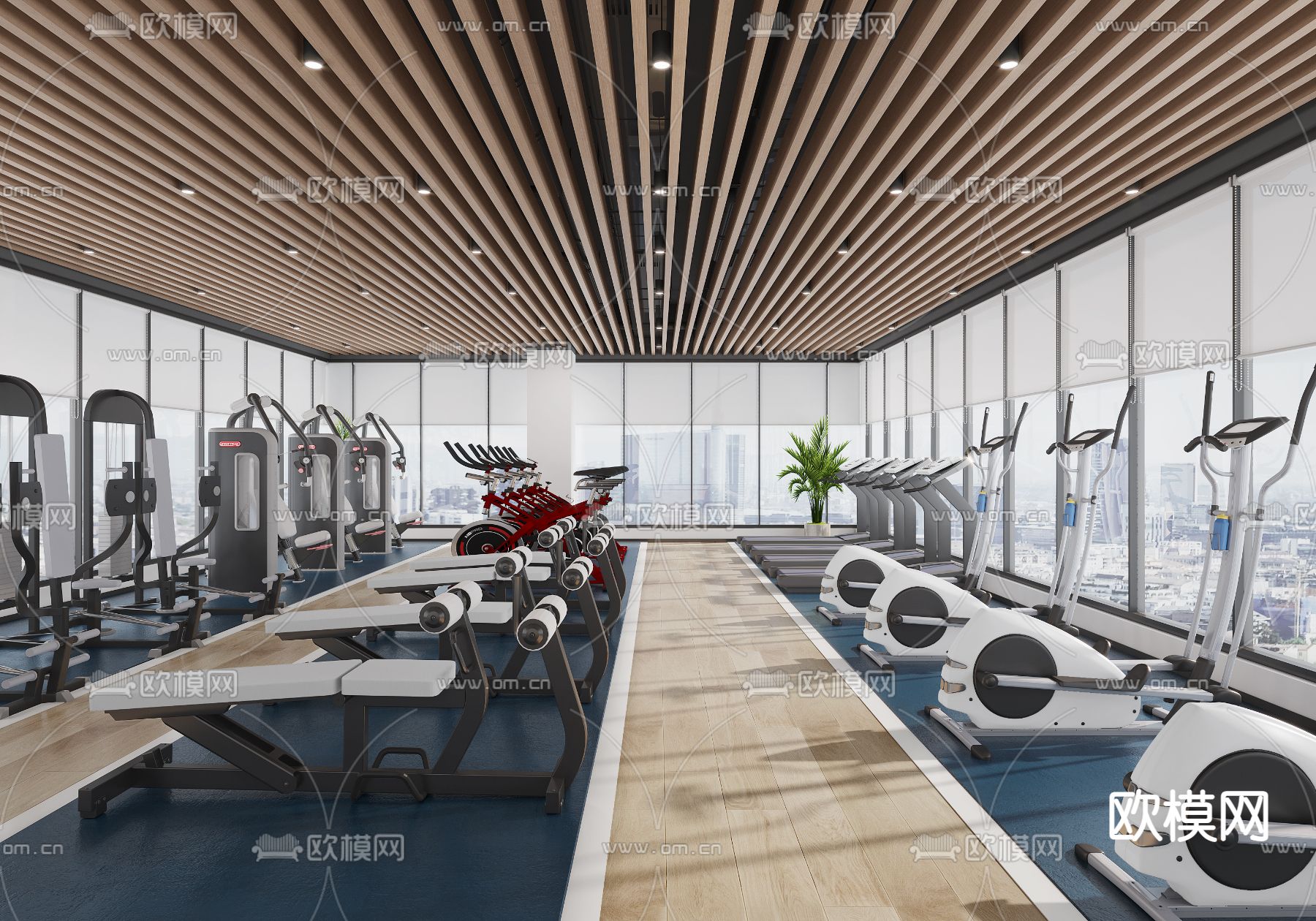 现代健身房3d模型下载