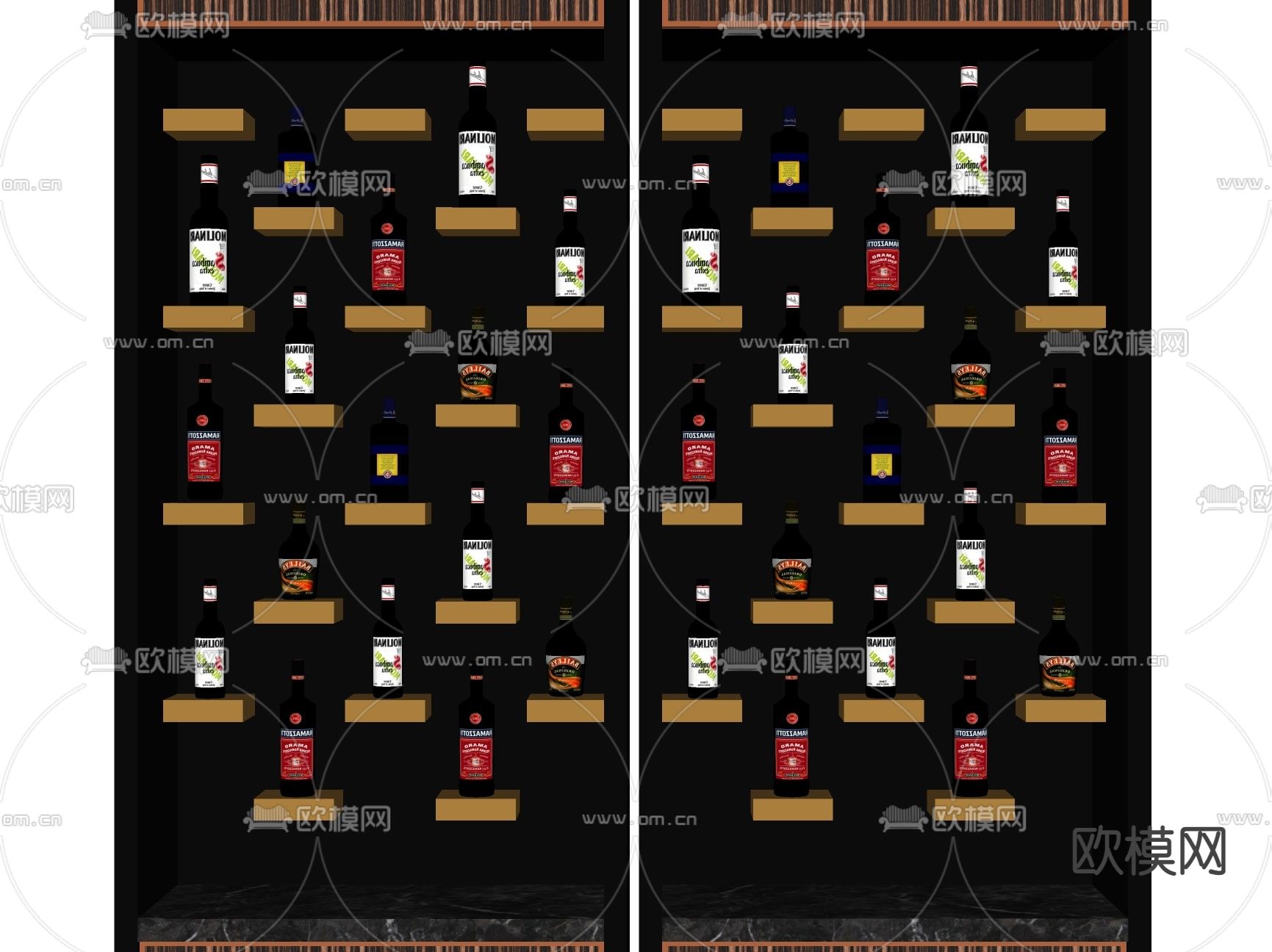 现代红酒 洋酒 酒瓶su模型下载（渲染图2）