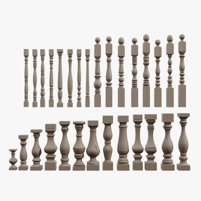  欧式栏杆 立柱su模型 