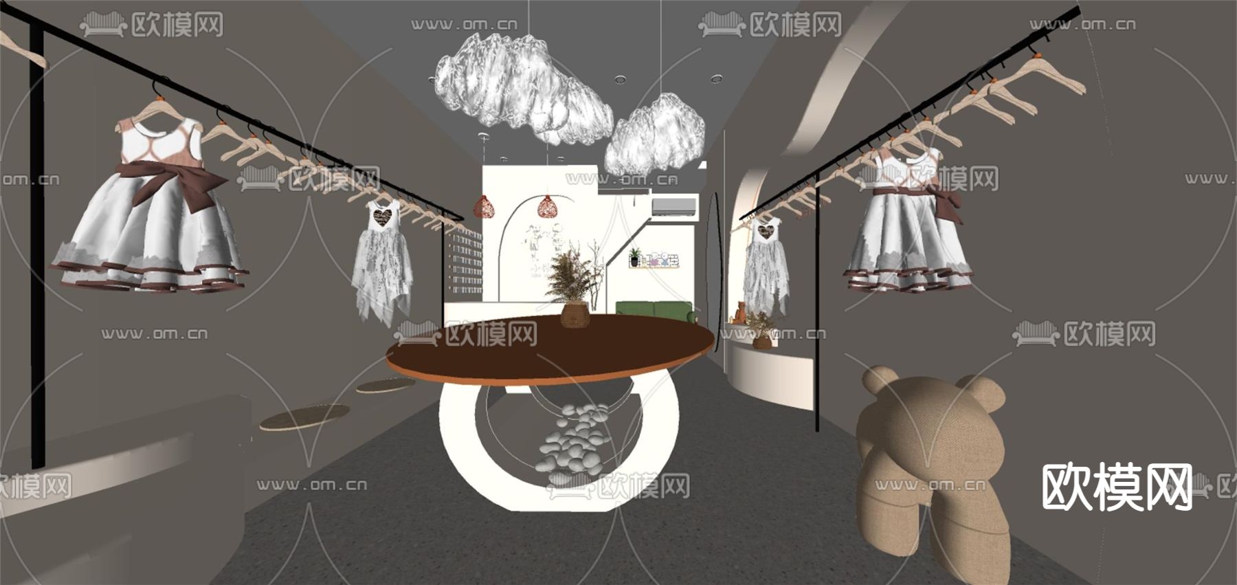 侘寂风儿童服装店su模型