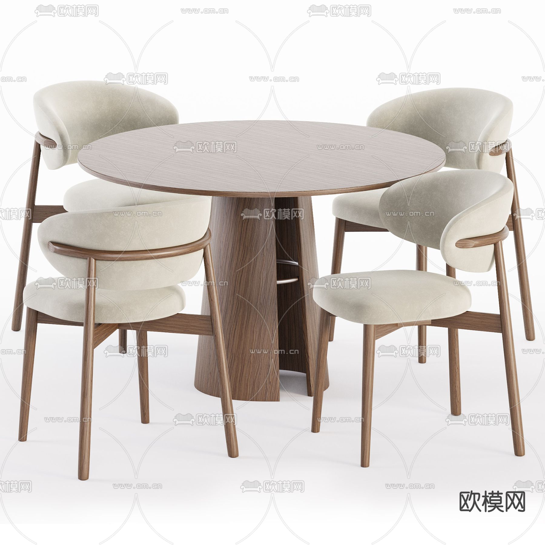 Oleandro Chair set 圆形餐桌椅3d模型下载（渲染图2）