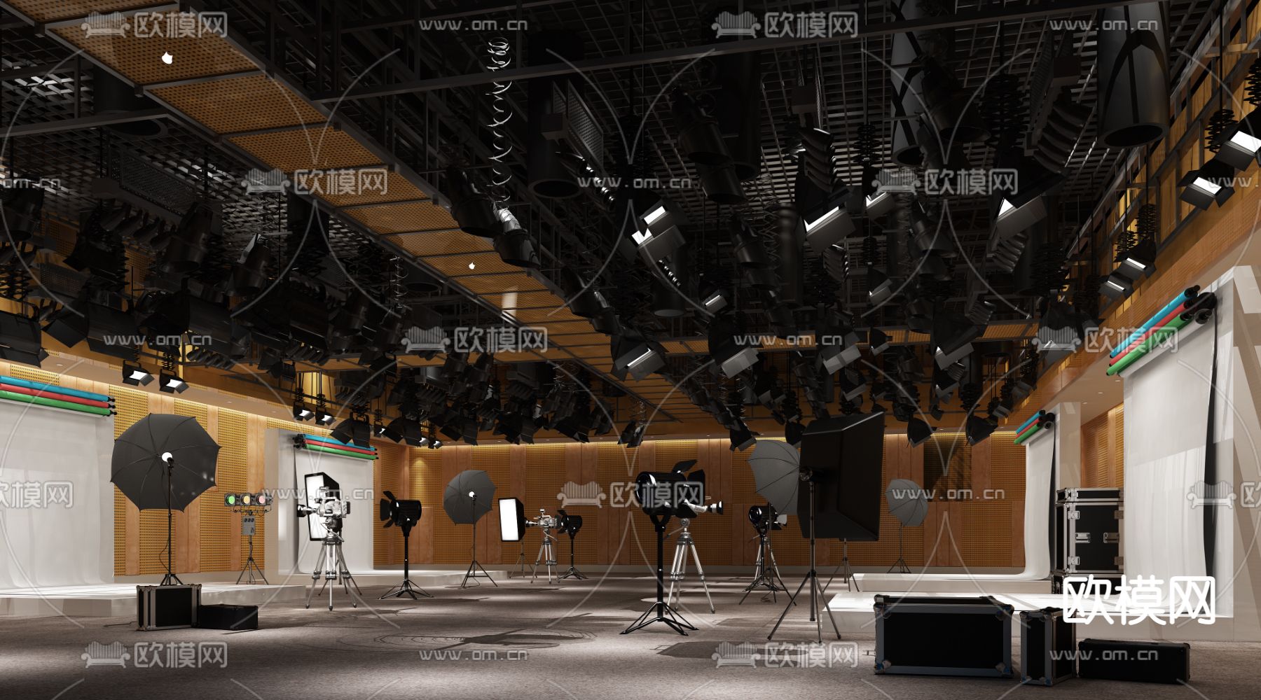 现代摄影棚3d模型下载