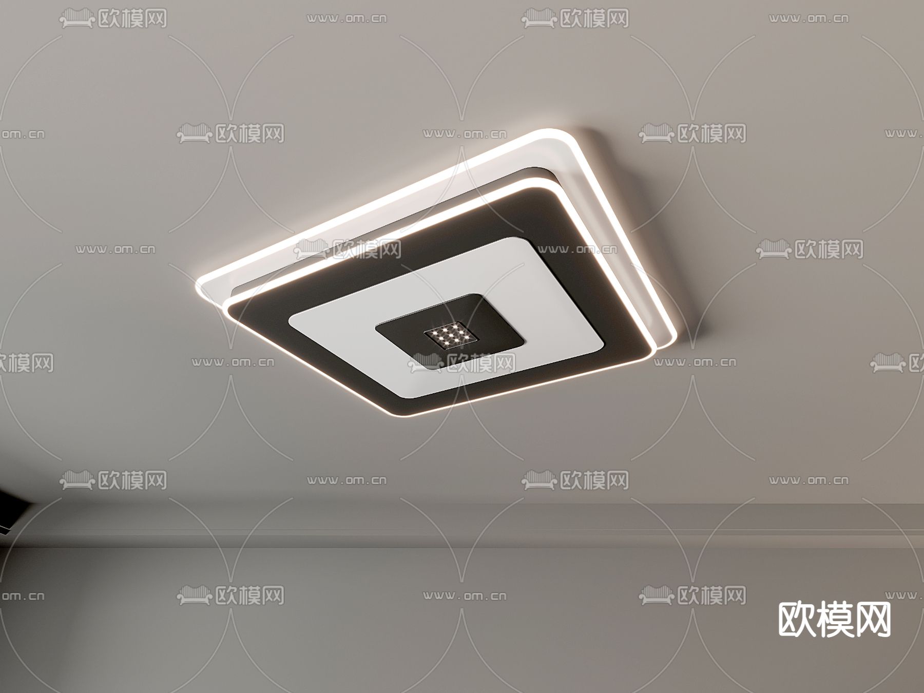 现代吸顶灯su模型下载（渲染图3）