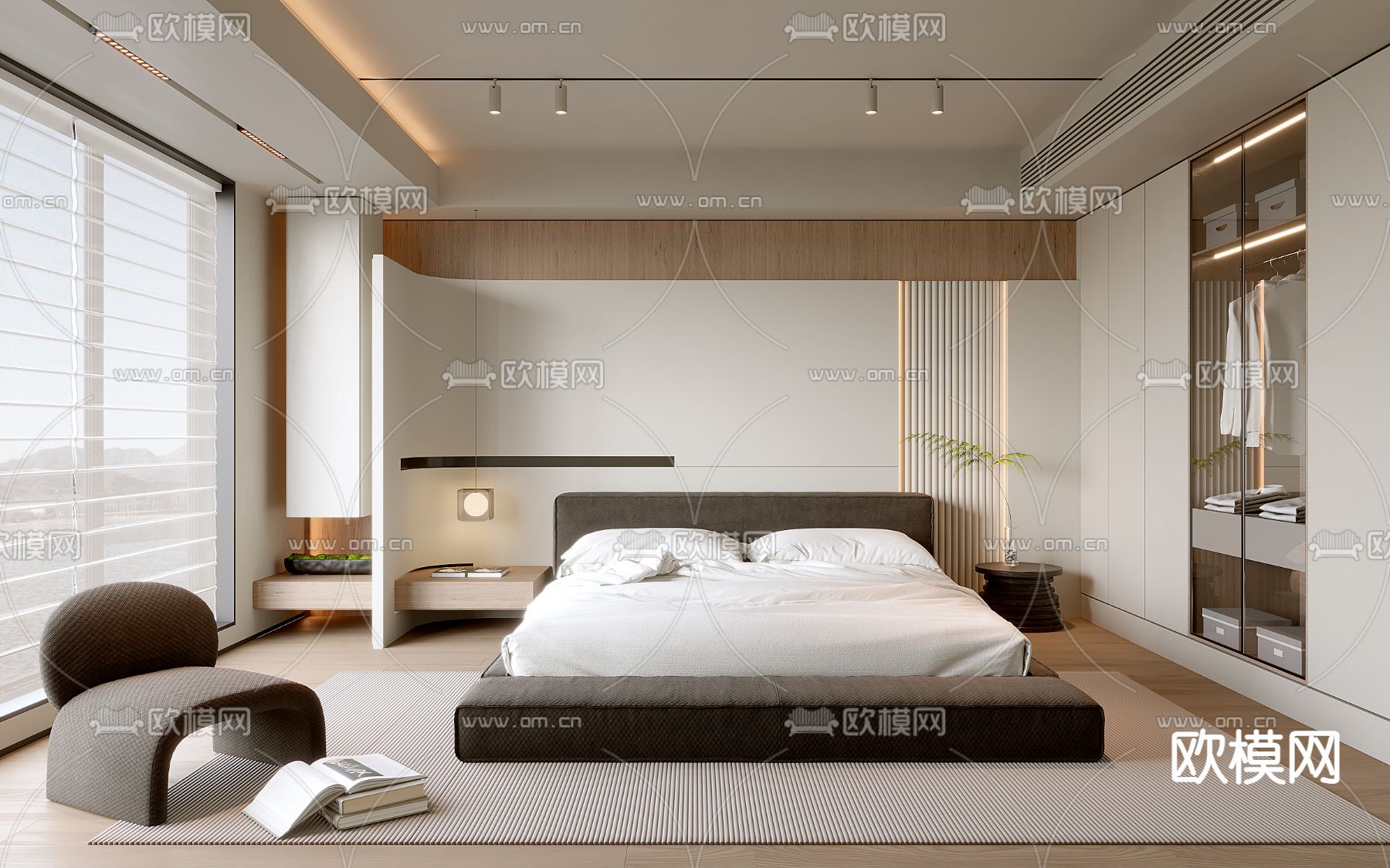 现代卧室 主卧3d模型下载_ID13029997_3dmax免费模型-欧模网