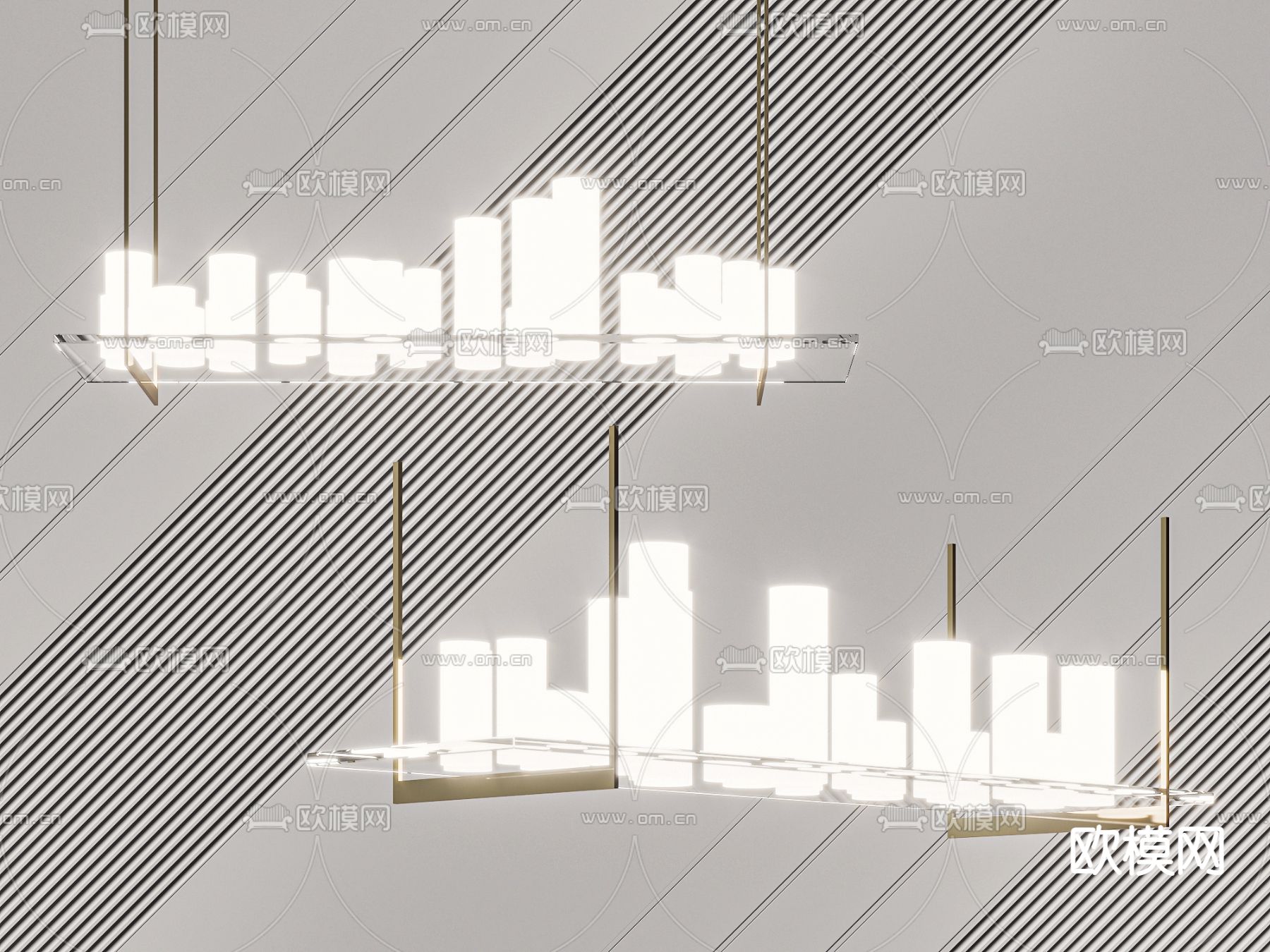 轻奢吊灯 玻璃吊灯3d模型下载