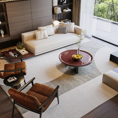  Minotti 米洛提 沙发茶几组合su模型 