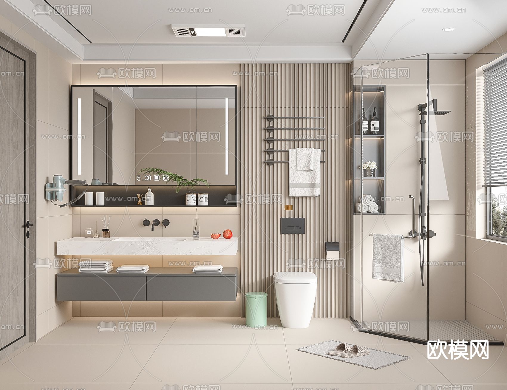 现代卫生间 洗手间 浴室3d模型下载