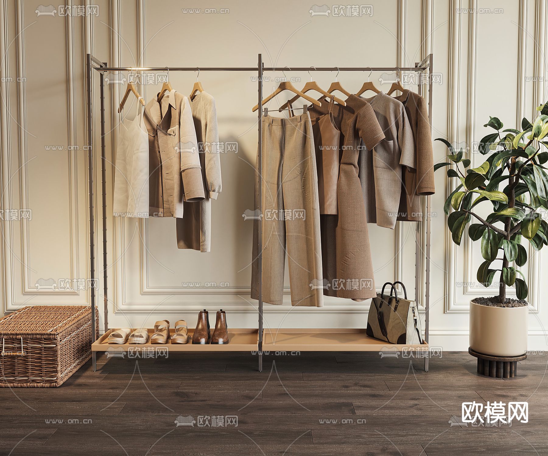 现代衣架su模型下载（渲染图1）