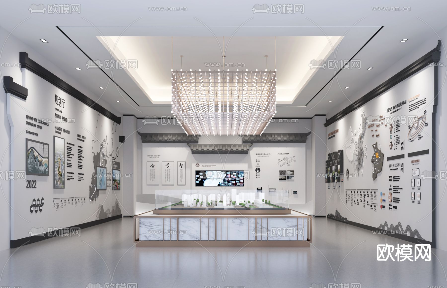 新中式文化展厅su模型