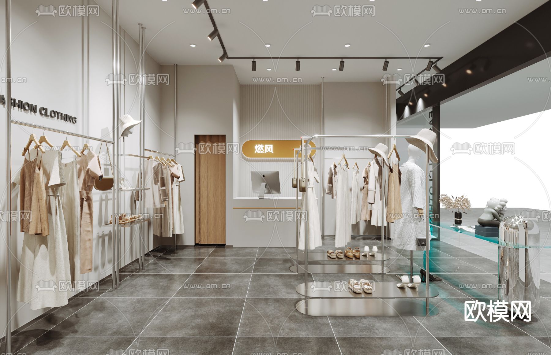 现代女装店 服装店3d模型下载_ID13028246_3dmax免费模型-欧模网