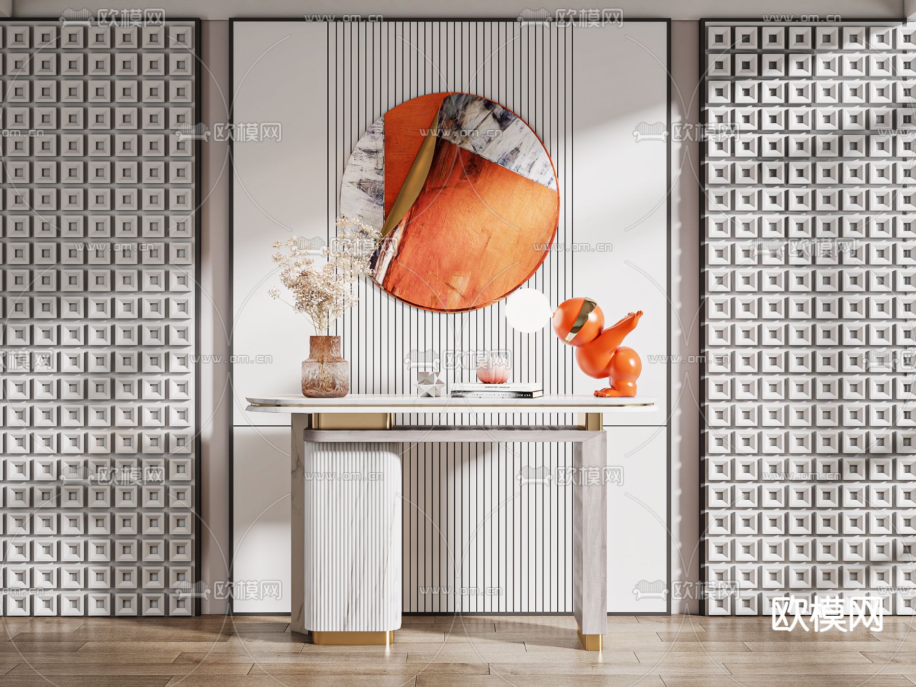 现代端景台 条案3d模型下载（渲染图1）