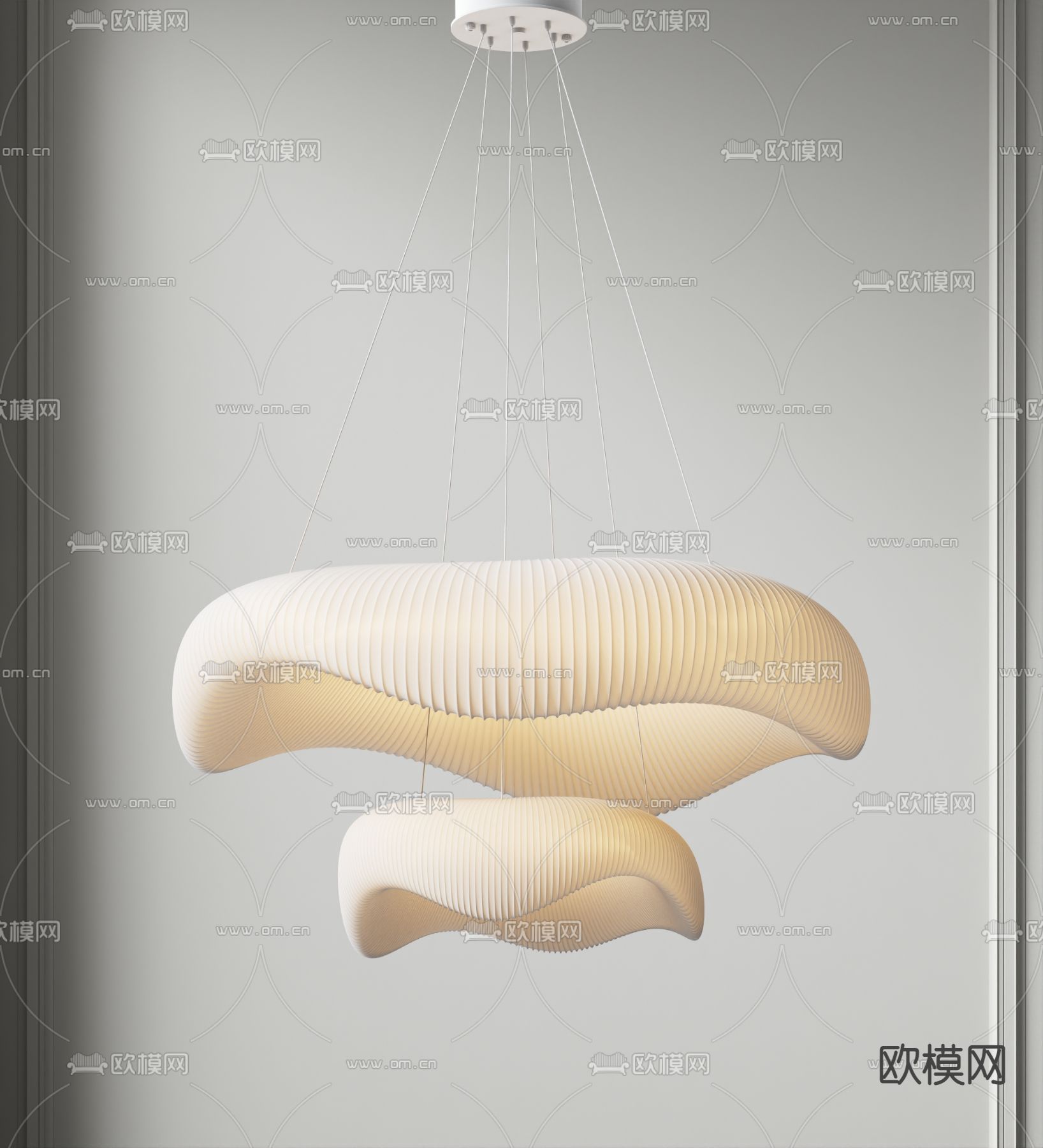 侘寂风艺术吊灯su模型下载（渲染图1）