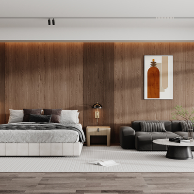  现代豪华酒店客房su模型 