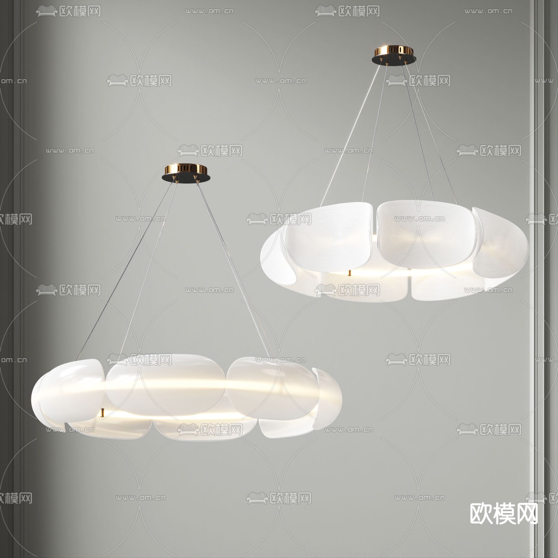 侘寂风环形吊灯su模型下载（渲染图1）