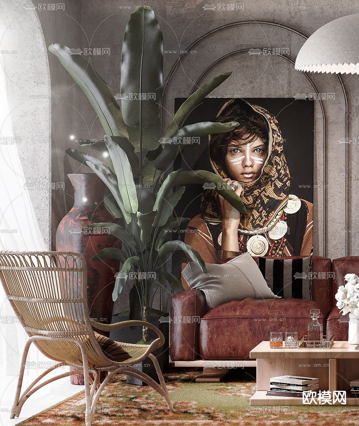 后现代客厅3d模型下载（渲染图4）