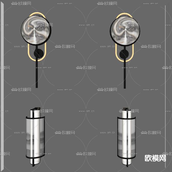 新中式壁灯su模型下载（渲染图2）