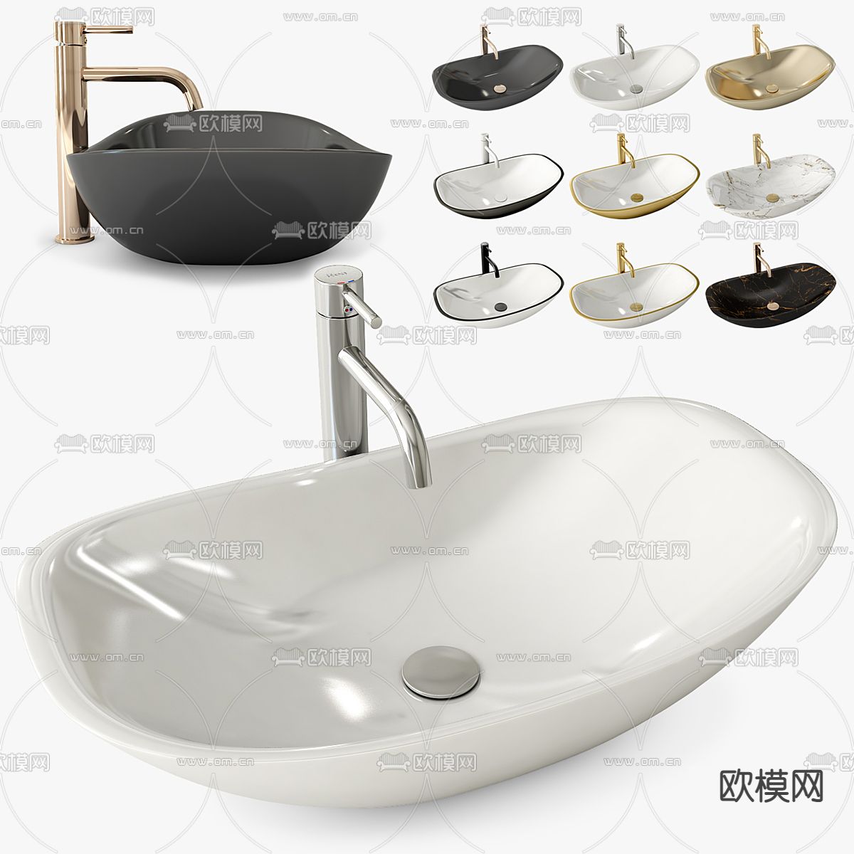 轻奢风洗手池 台盆3d模型下载