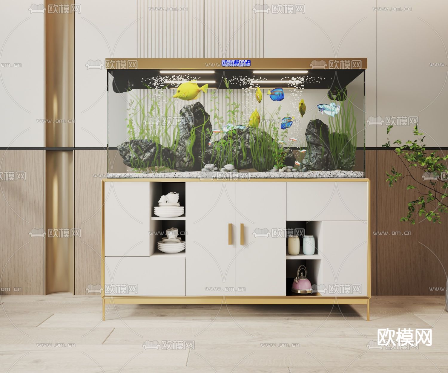 鱼缸 水族箱3d模型下载