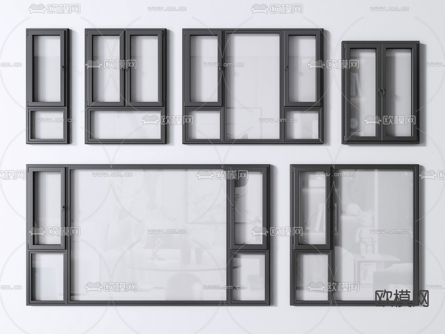 现代窗户 落地窗su模型下载（渲染图1）