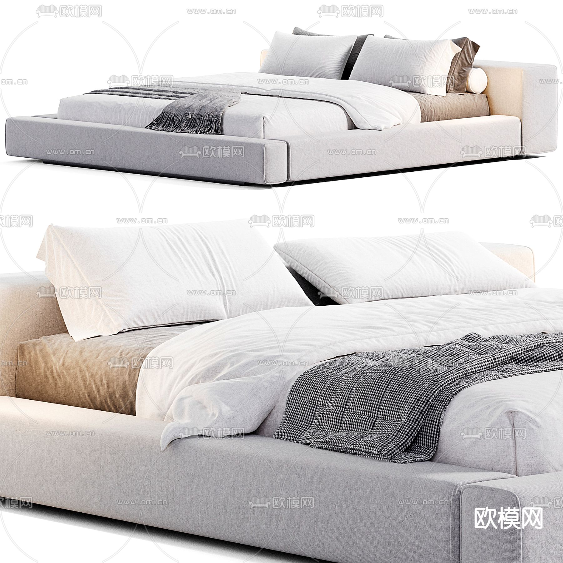 BAXTER 双人床3d模型下载（渲染图2）