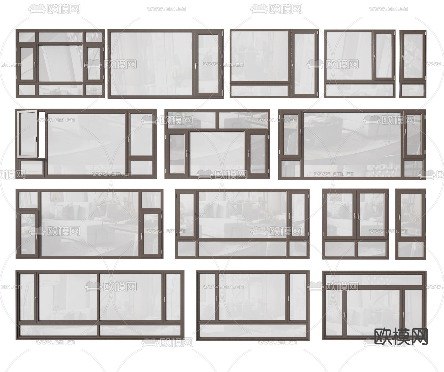 现代窗户 落地窗su模型下载_ID13031258_sketchup模型下载-欧模网
