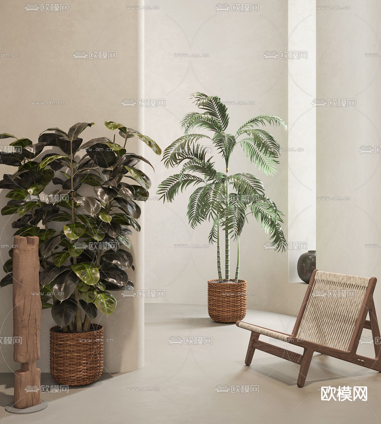 现代绿植盆栽su模型下载（渲染图1）