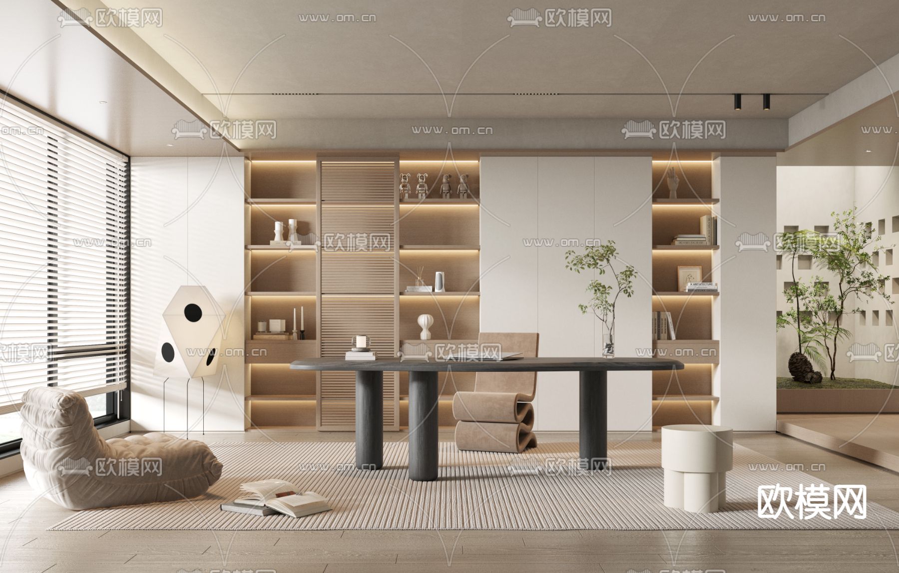 现代书房3d模型下载
