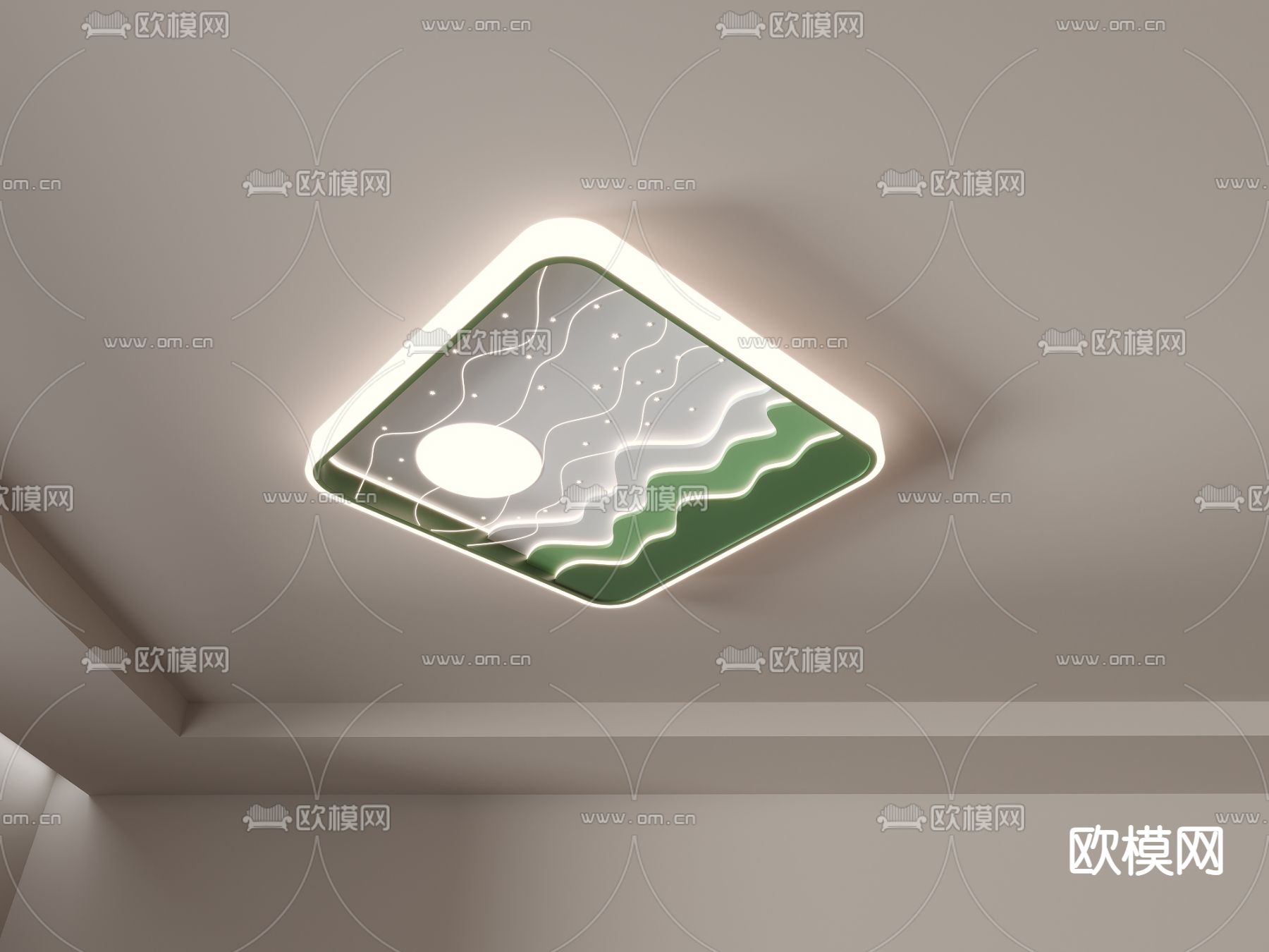 月亮灯 星星灯 儿童卧室灯 吸顶灯su模型