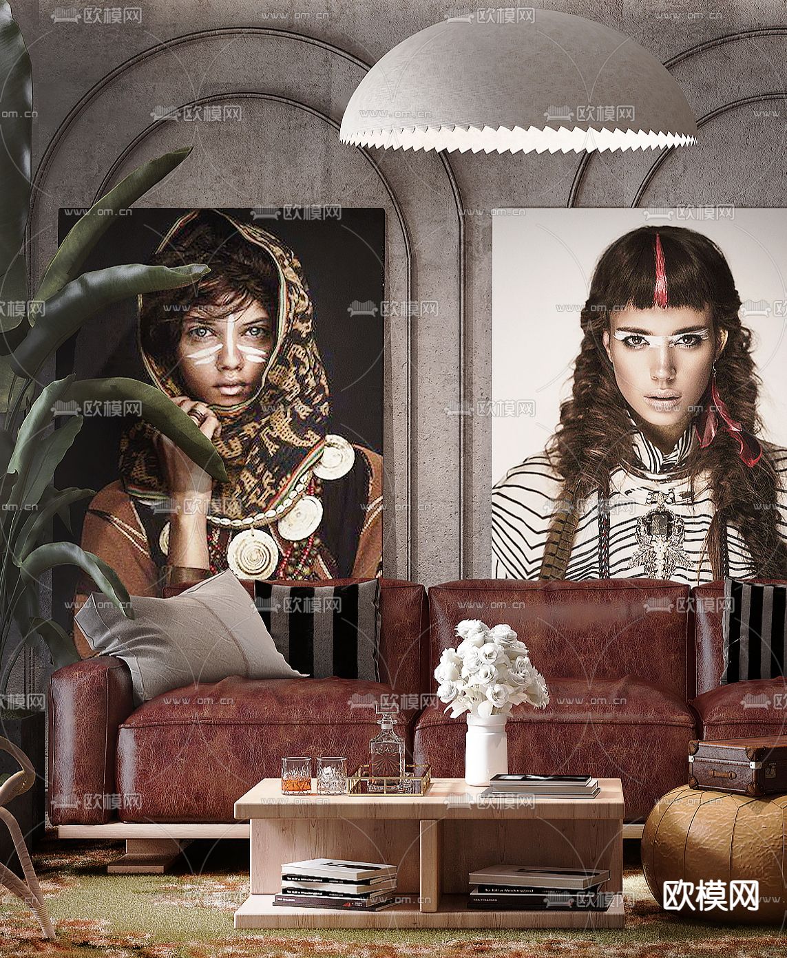 后现代客厅3d模型下载（渲染图3）