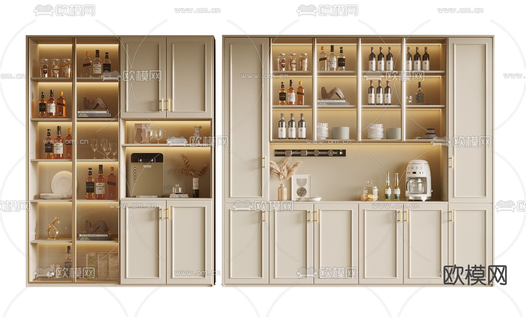 简欧酒柜su模型下载（渲染图1）