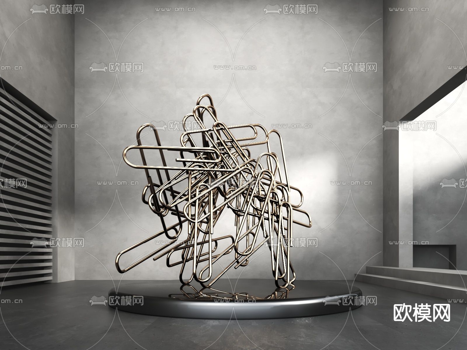 回形针雕塑 艺术装置3d模型下载_ID13030938_3dmax免费模型-欧模网