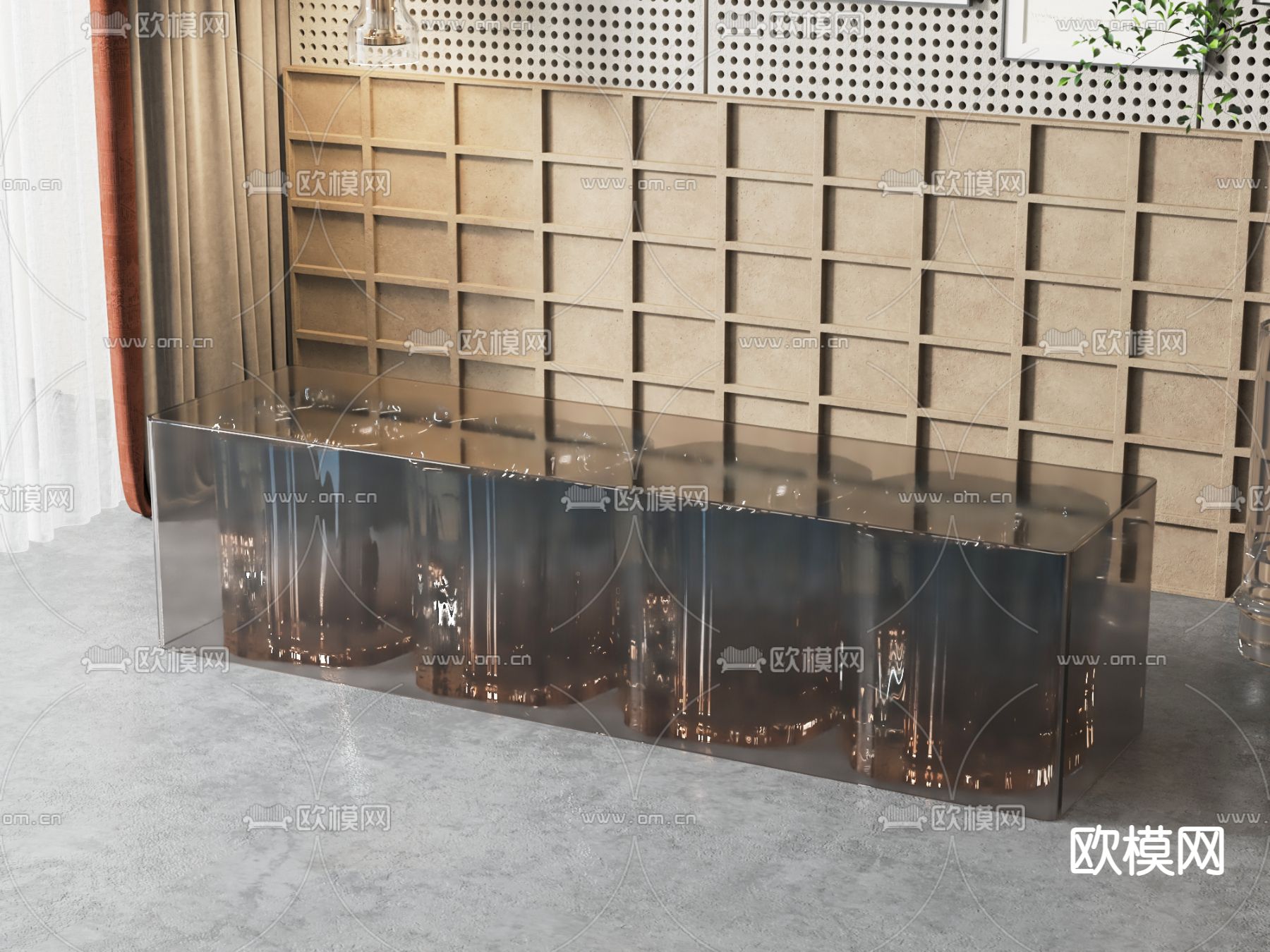 亚克力长凳 凳子3d模型下载