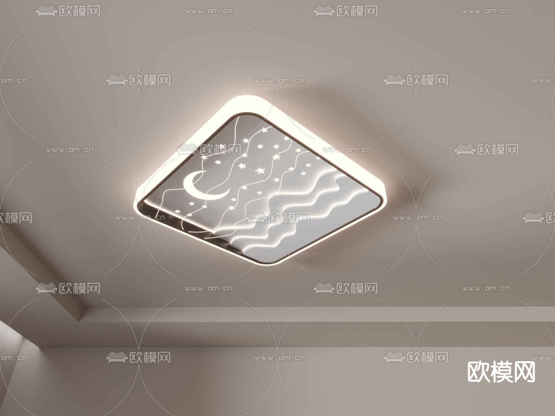月亮灯 星星灯 儿童卧室灯 吸顶灯su模型
