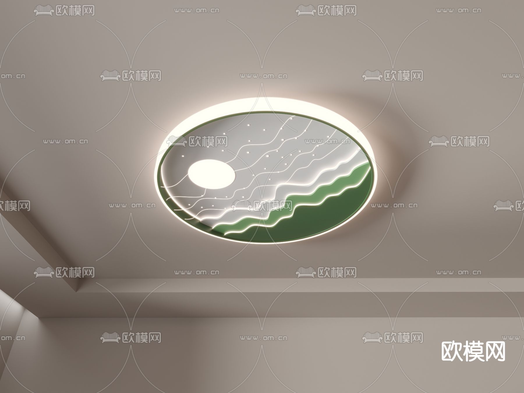 月亮灯 星星灯 儿童卧室灯 吸顶灯su模型