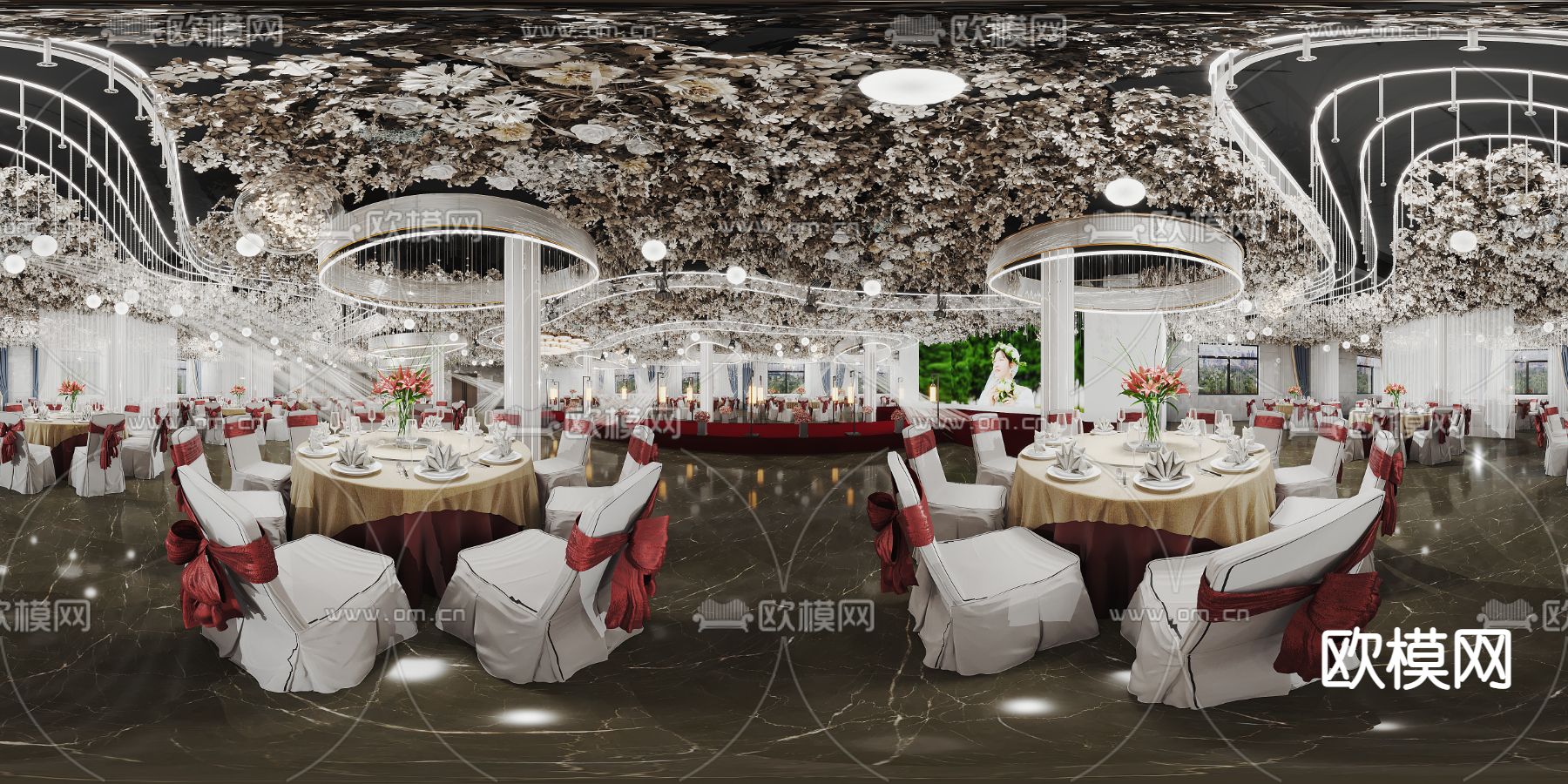 轻奢宴会厅 婚宴厅cr全景3d模型