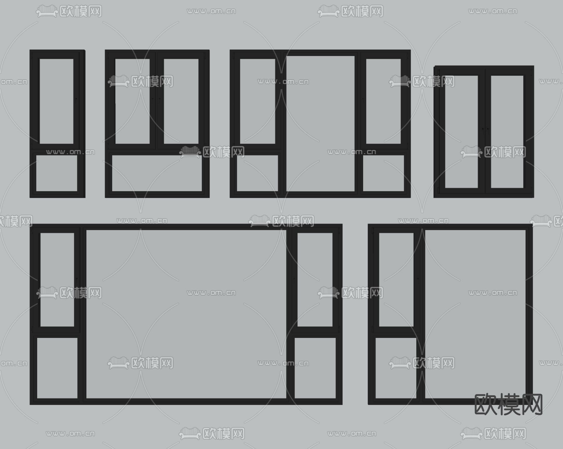 现代窗户 落地窗su模型下载（渲染图2）
