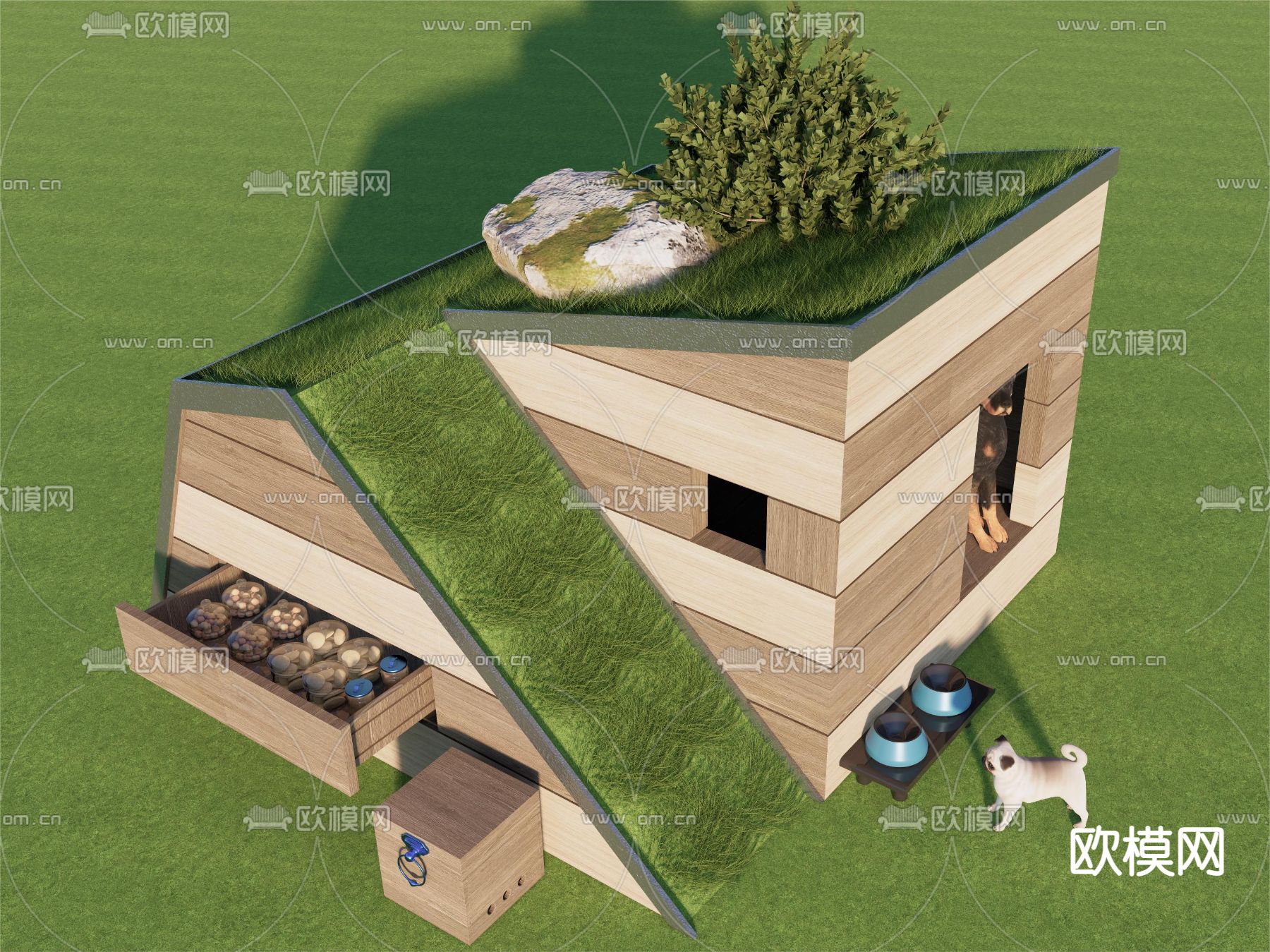 现代狗窝 宠物屋 狗舍su模型下载_ID13031578_sketchup模型下载-欧模网
