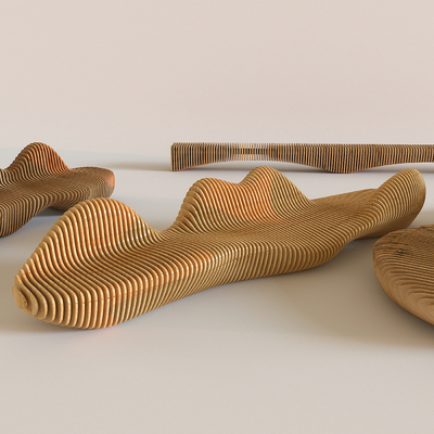  现代户外椅 异形椅su模型 