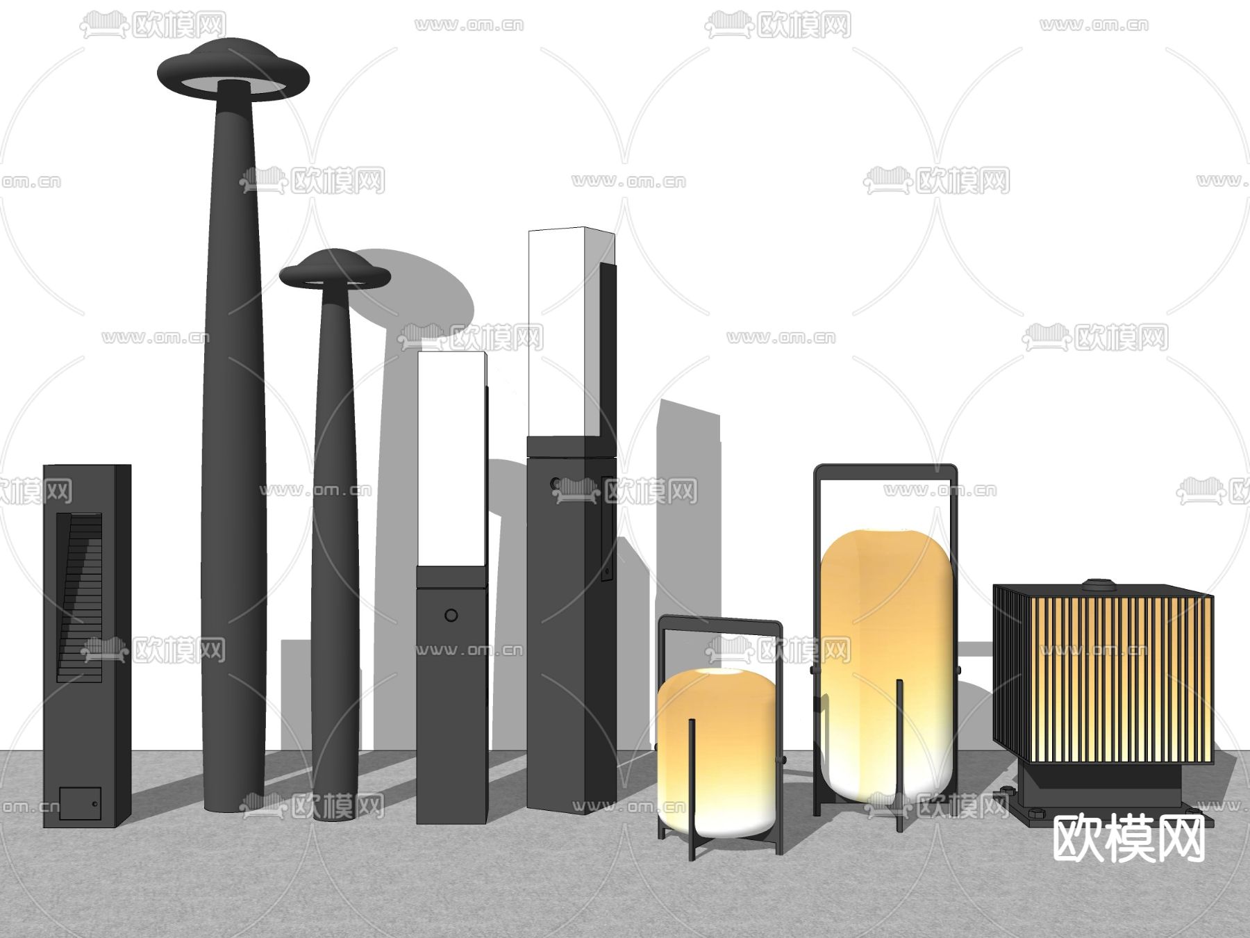 现代户外灯 草坪灯su模型下载（渲染图2）
