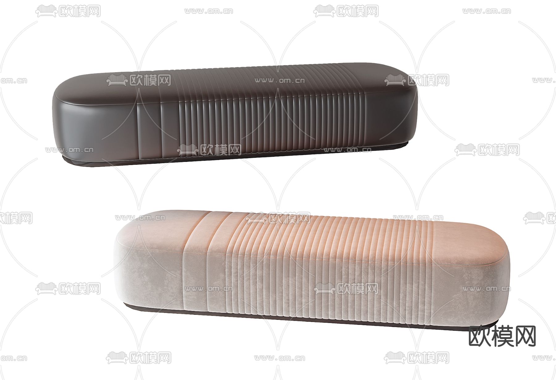 现代床尾凳su模型下载（渲染图1）