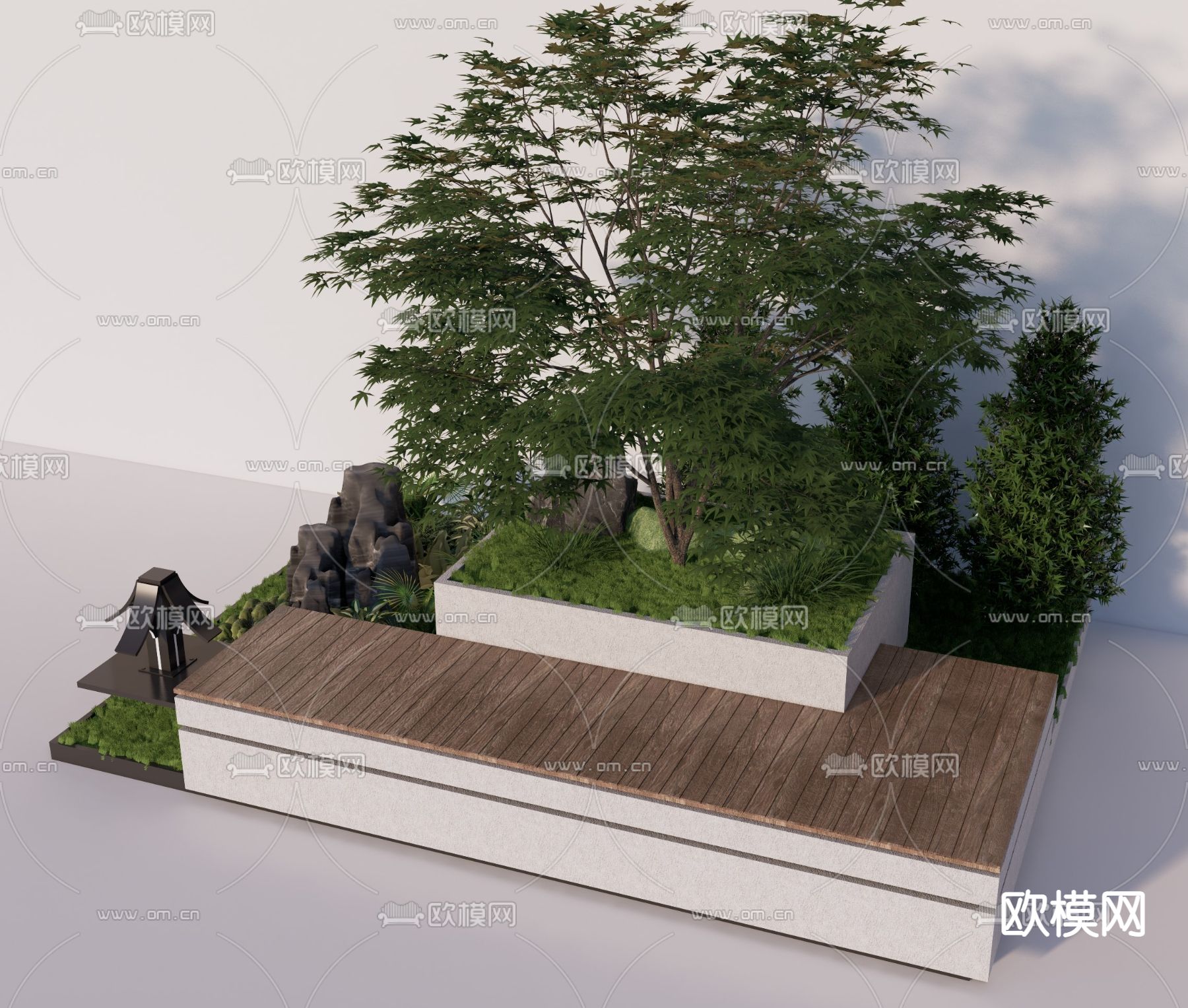 现代景观座椅 户外座椅su模型下载（渲染图1）