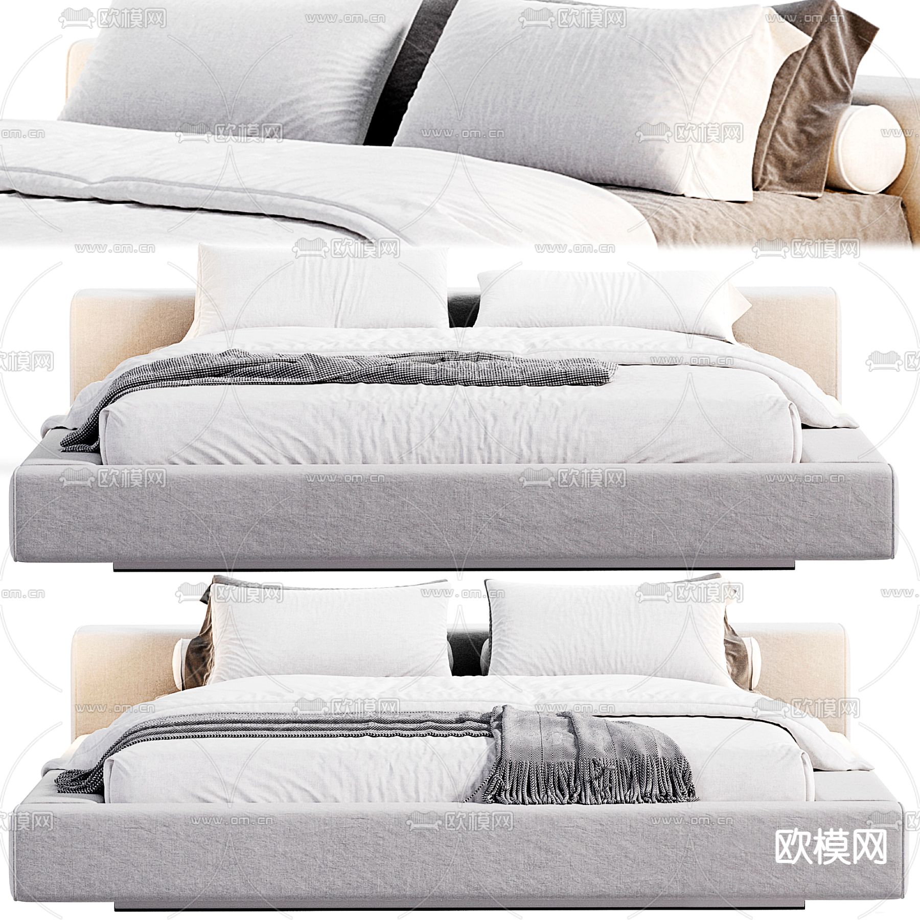 BAXTER 双人床3d模型下载（渲染图1）