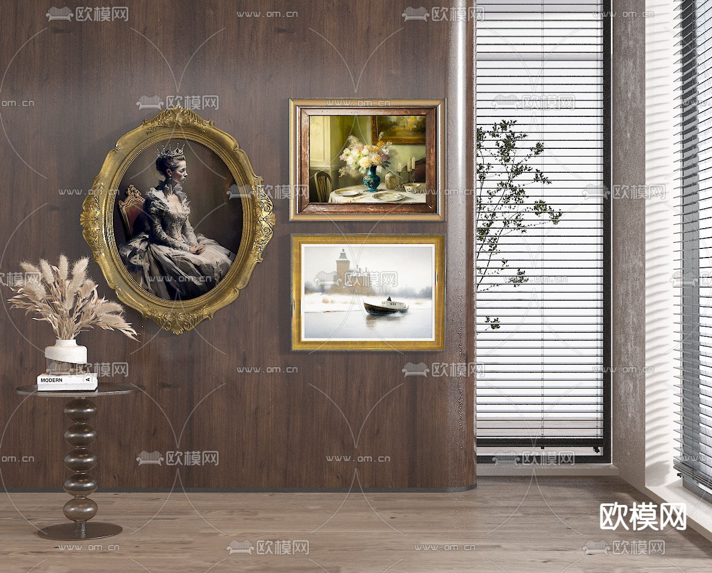 美式装饰画 挂画su模型下载（渲染图1）