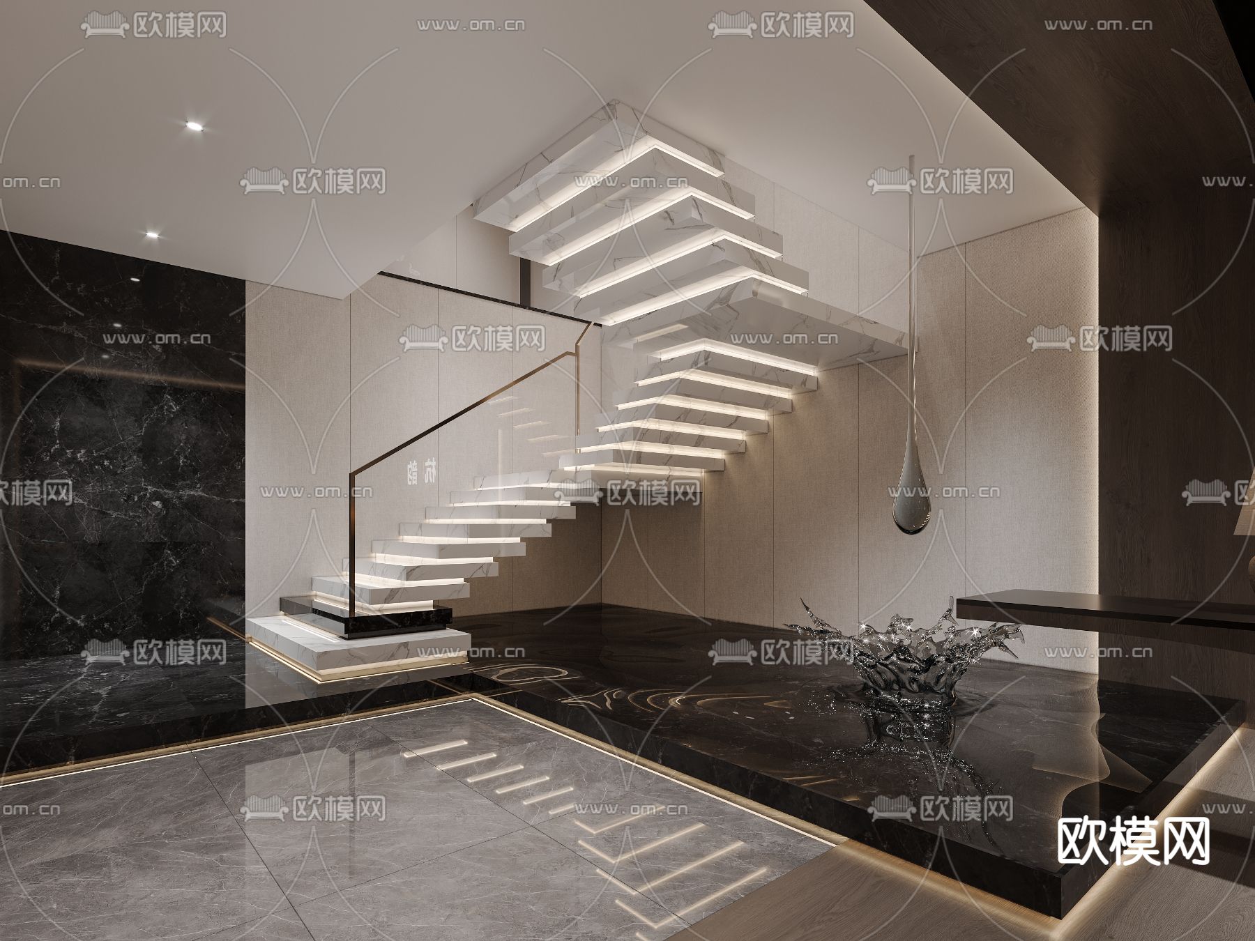 现代酒店大厅3d模型下载（渲染图3）