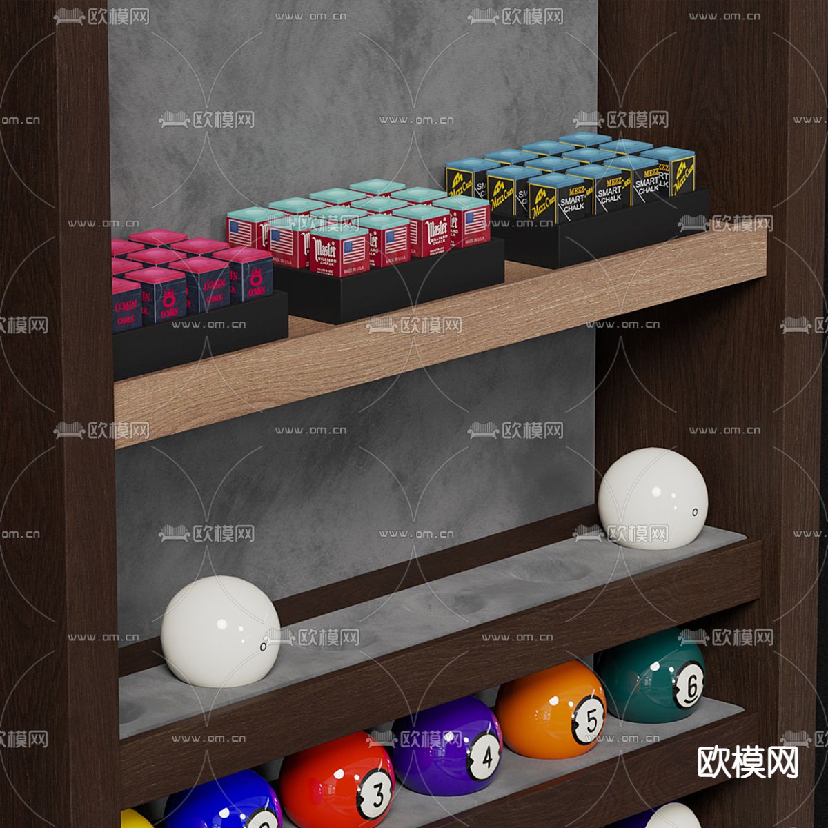 桌球收纳柜 球杆3d模型