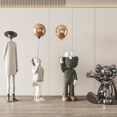  现代潮玩 雕塑su模型 